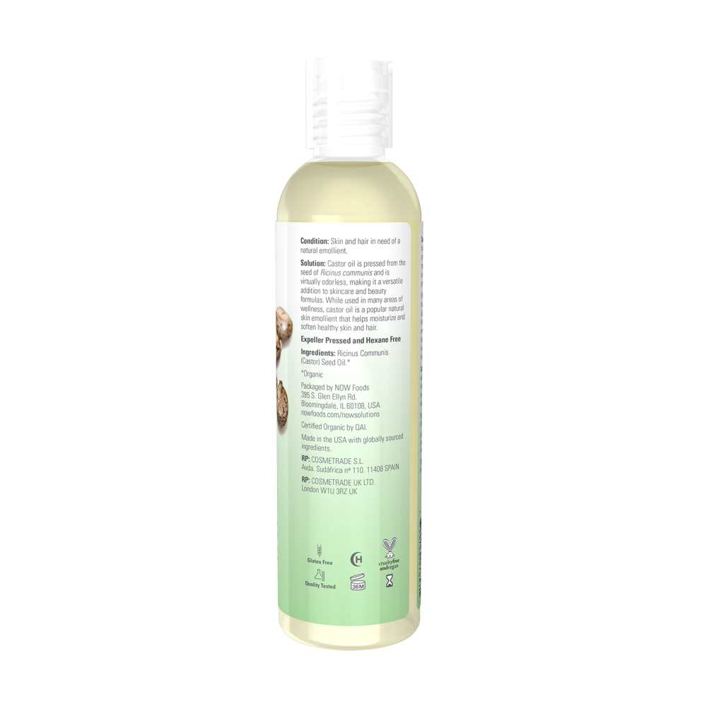 Now Foods Castor Oil – 100% Pure & Certified Organic – Cold-Pressed in Plastic Bottle – 237 M L