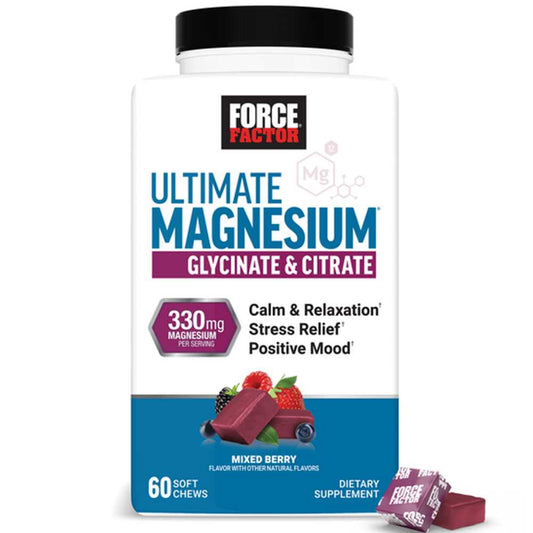 Force Factor Ultimate Magnesium Glycinate & Citrate – 60 Soft Chews