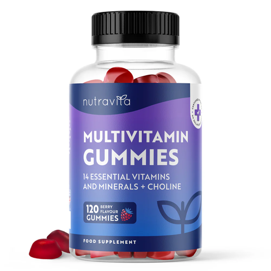 Nutravita Multivitamin Gummies - 120 Berry Flavour Gummies with 14 Essential Vitamins & Choline