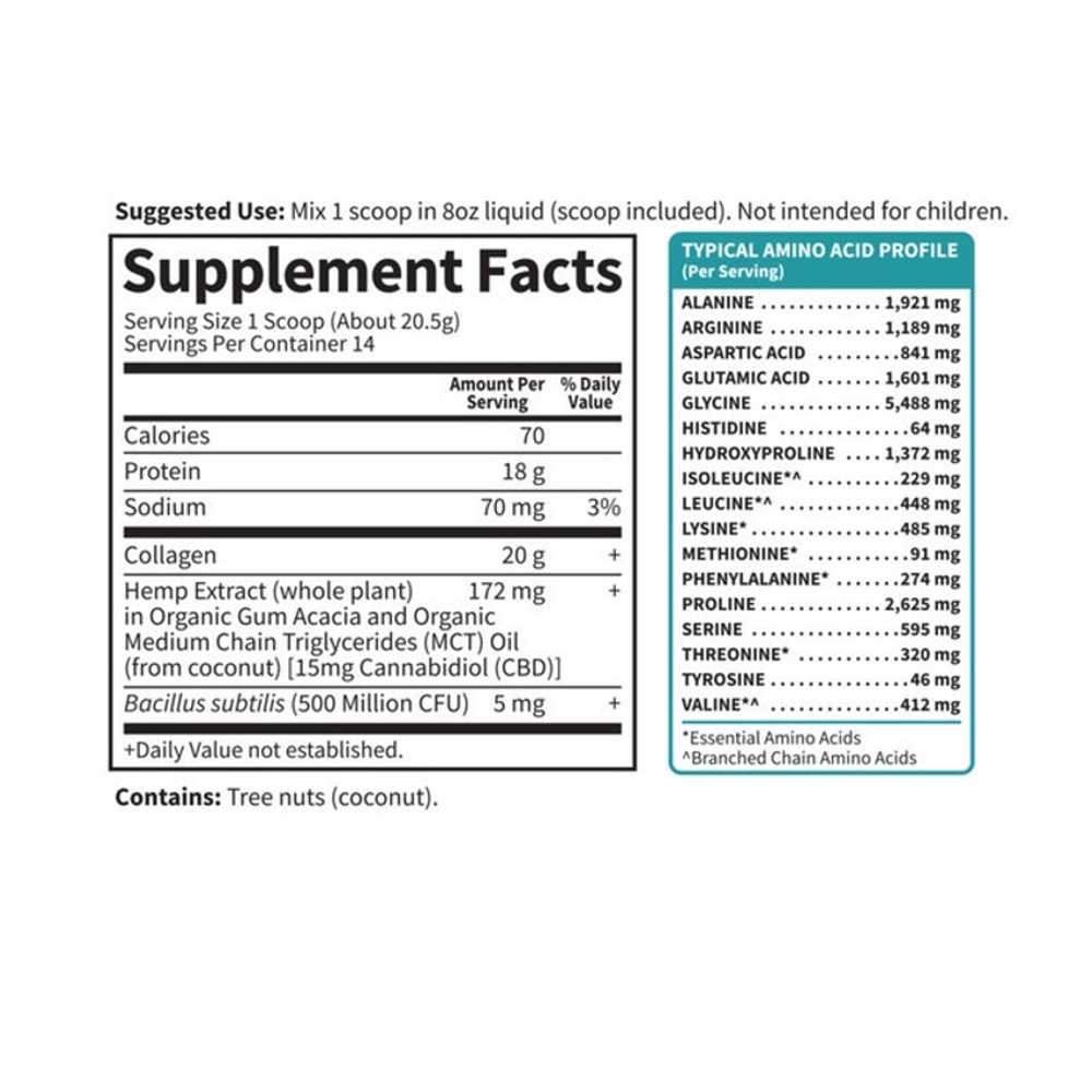 Garden of Life Grass Fed Collagen Cbd 15mg Unflavored 10.12oz (287g) Powder