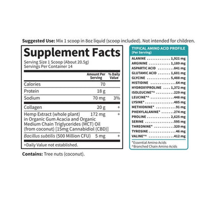 Garden of Life Grass Fed Collagen Cbd 15mg Unflavored 10.12oz (287g) Powder