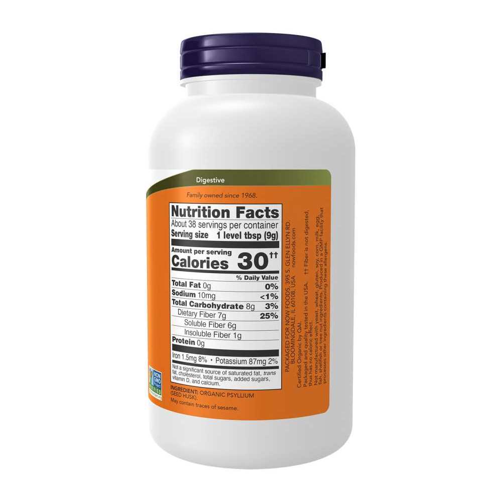 Now Foods Organic Psyllium Husk Powder – Soluble Fiber – 12 Oz (340g)