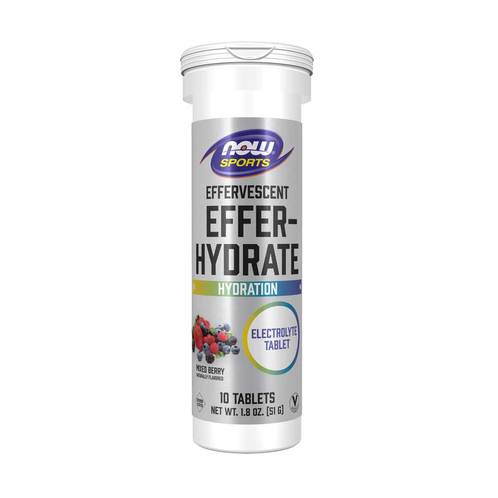 Now Sports Effer-Hydrate Effervescent Mixed Berry – Electrolyte Replenishment Tablets – Stay Hydrated & Energized – 10 Tablets