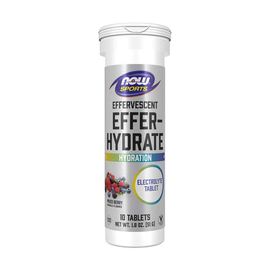Now Sports Effer-Hydrate Effervescent Mixed Berry – Electrolyte Replenishment Tablets – Stay Hydrated & Energized – 10 Tablets