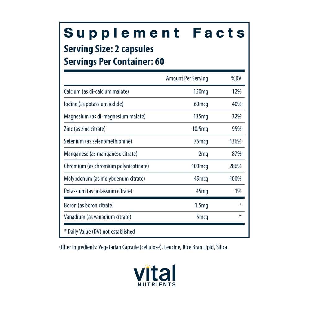 Vital Nutrients Multi-Minerals Citrate/malate Formula (no Copper or Iron) 120 Caps