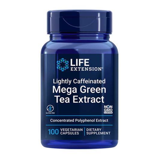 Life Extension Lightly Caffeinated Mega Green Tea Extract 98% Polyphenols 100 Vegetarian Capsules