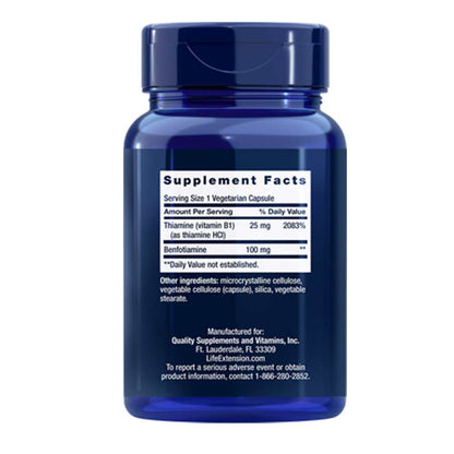 Life Extension Benfotiamine with Thiamine 100 Mg – 120 Vegetarian Capsules