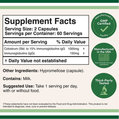 Double Wood Colostrum – 1,000 Mg – 120 Capsules