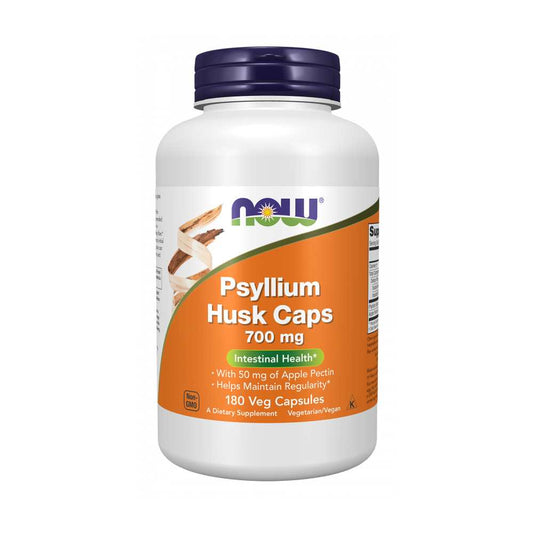 Now Foods Psyllium Husk 700 Mg – Fiber & Gut Health with Apple Pectin – 180 Vegetarian Capsules