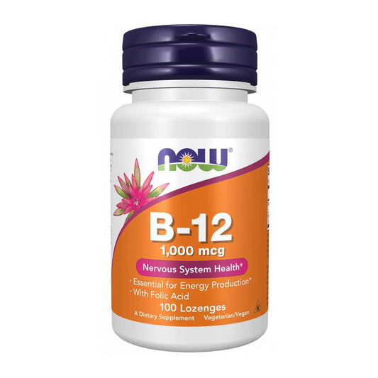 Now Foods B-12 1,000 Mcg – Energy & Nerve Health Support with Folic Acid – 100 Lozenges