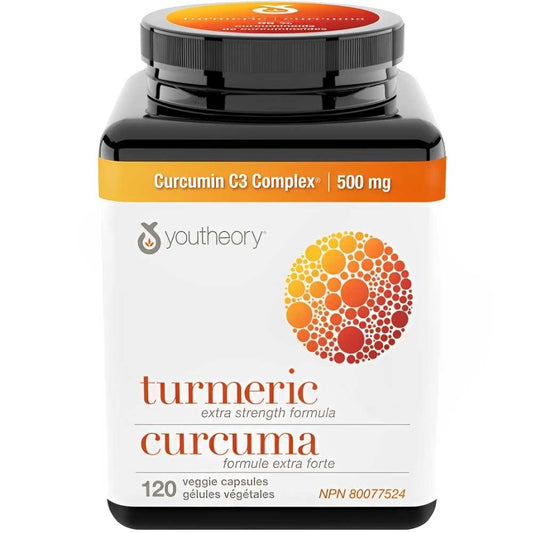 Youtheory Turmeric Extra Strength – Curcumin C3 Complex 500mg, 120 Veggie Capsules