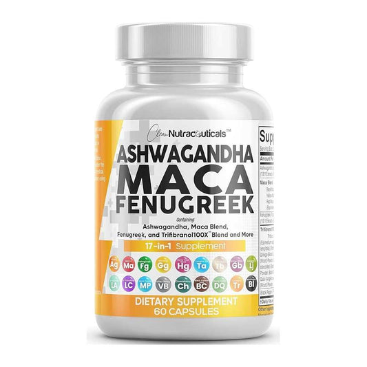 Clean Nutraceuticals Ashwagandha Maca Root Fenugreek 60 Caps