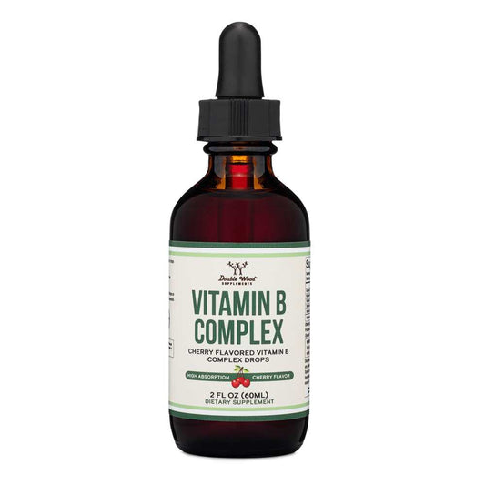 Double Wood Vitamin B Complex – Cherry Flavor Liquid Drops | High Absorption | 2 Fl Oz