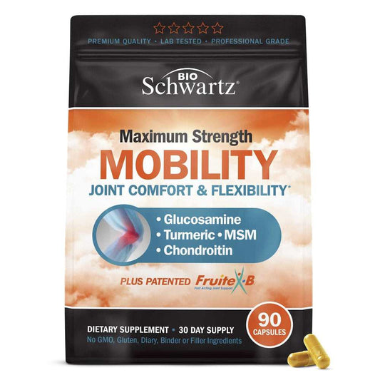 Bio Schwartz Maximum Mobility – Glucosamine Msm + Chondroitin with Turmeric Curcumin – 90 Capsules