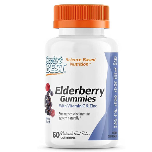 Doctor's Best Elderberry Gummies – Immune Support with Vitamin C & Zinc, 60 Gummies