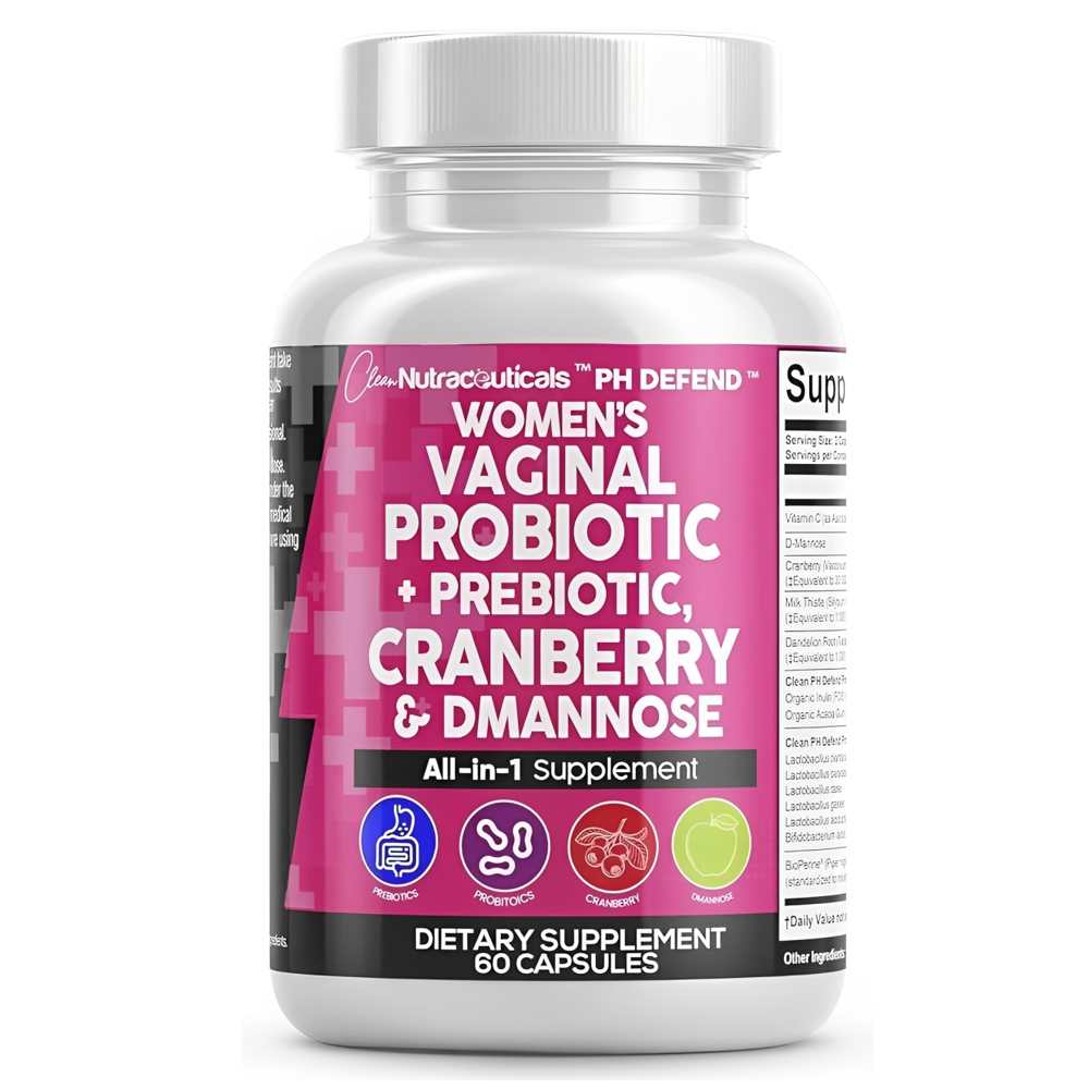 Athinika Nutrition Women's Vaginal Probiotic + Prebiotic with Cranberry & D-Mannose – All-In-1 Supplement, 60 Capsules