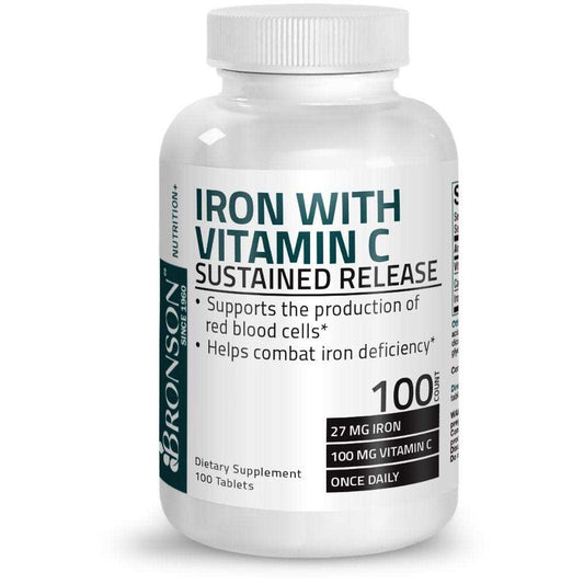 Bronson Vitamins Iron with Vitamin C Sustained Release 100 Caps