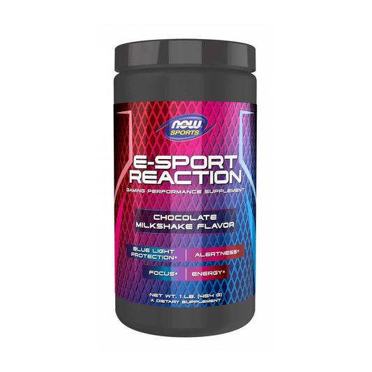 Now Sports E-Sport Reaction – Chocolate Milkshake Flavor – Performance Energy Formula Powder – 454g