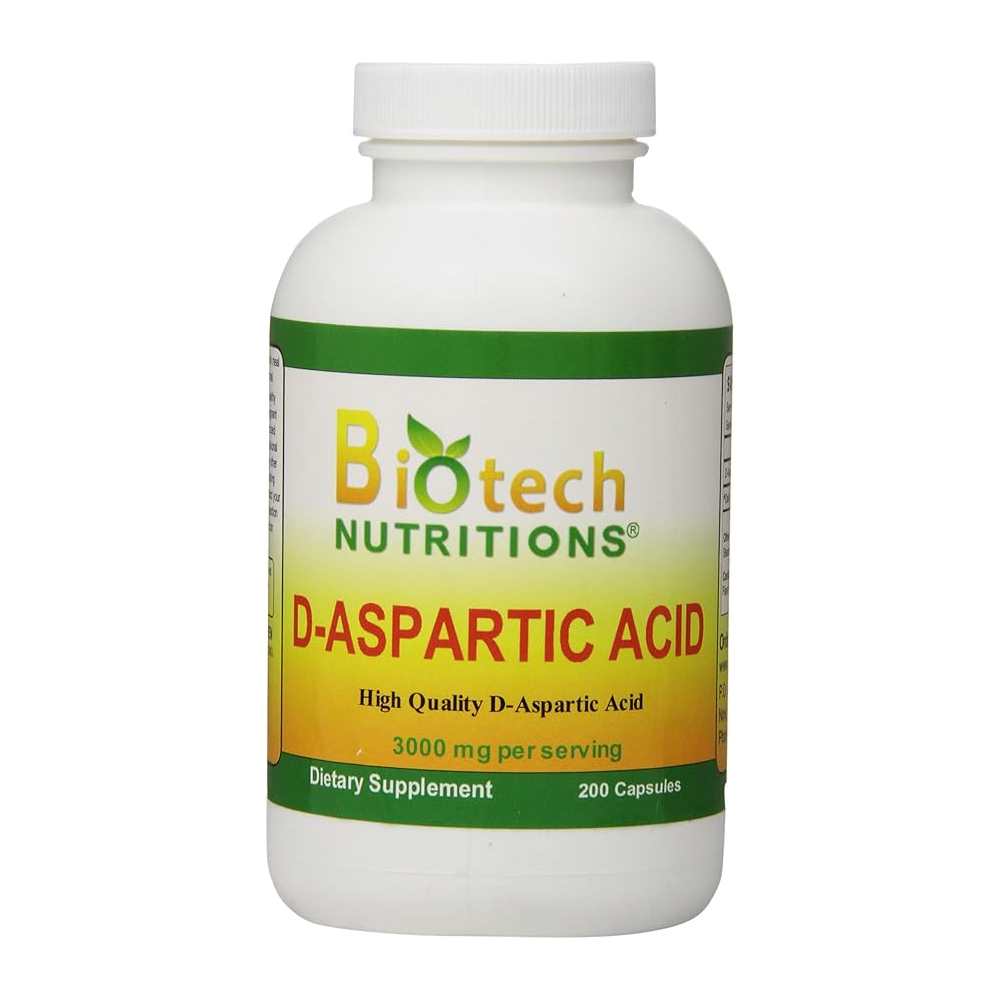 Biotech Nutritions D-Aspartic Acid Dietary Supplement, 3000 mg. 200 caps