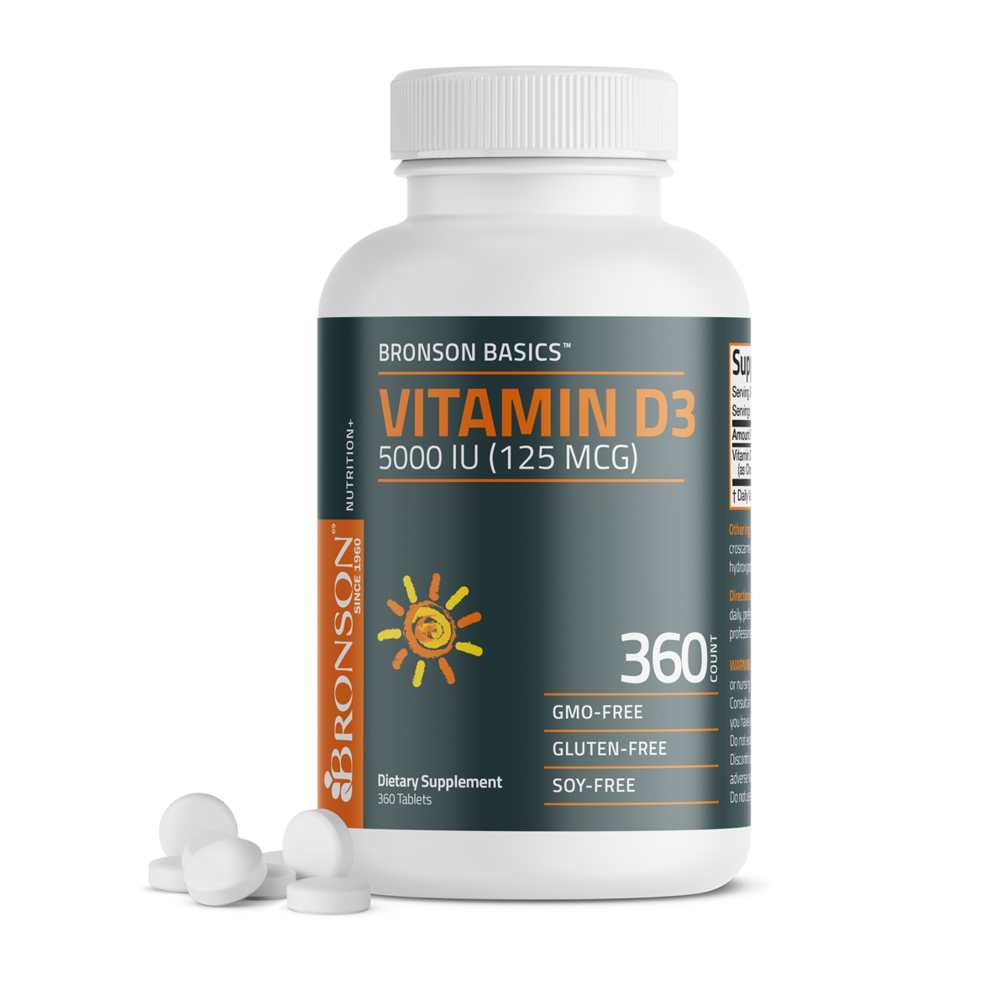 Bronson Vitamins Vitamin D3 5,000 Iu (125 Mcg), 360 Tablets