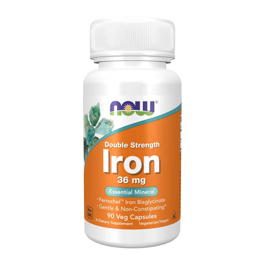 Now Foods Iron 36 Mg Double Strength – Gentle Non-Constipating – 90 Veg Capsules