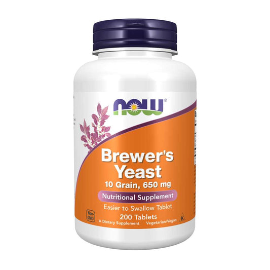 Now Foods Brewer's Yeast – 650mg Nutrient-Rich Supplement | 10 Grain Formula | 200 Tablets