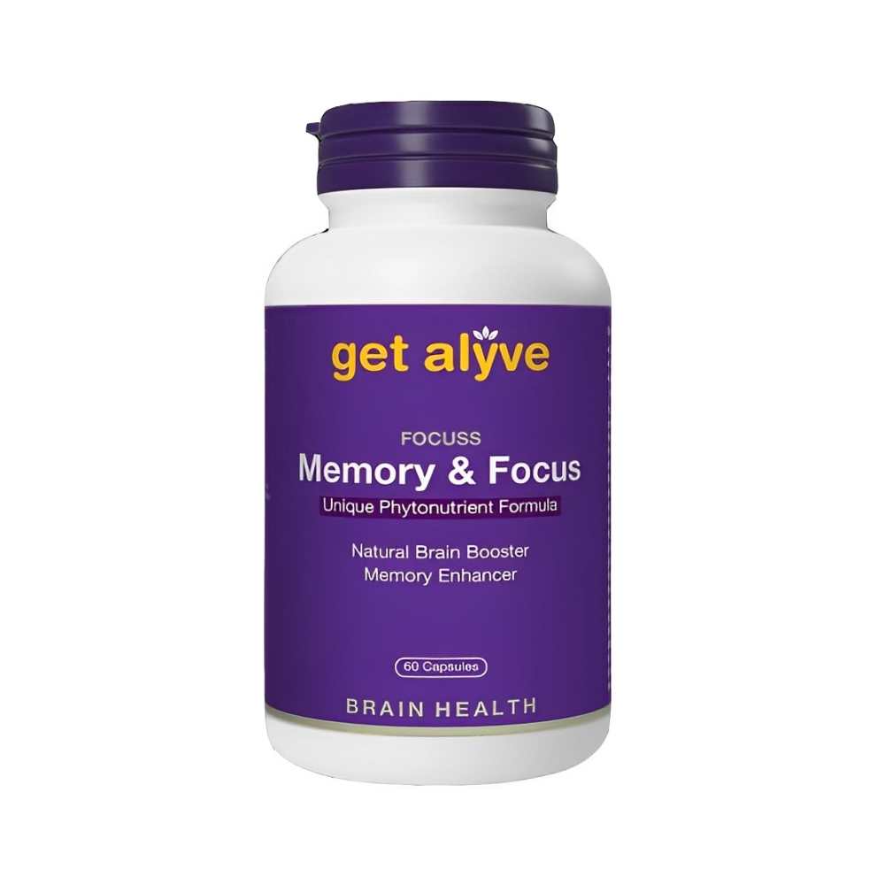 Get Alyve Focuss – Memory & Focus Brain Booster, 60 Capsules, Natural Phytonutrient Formula