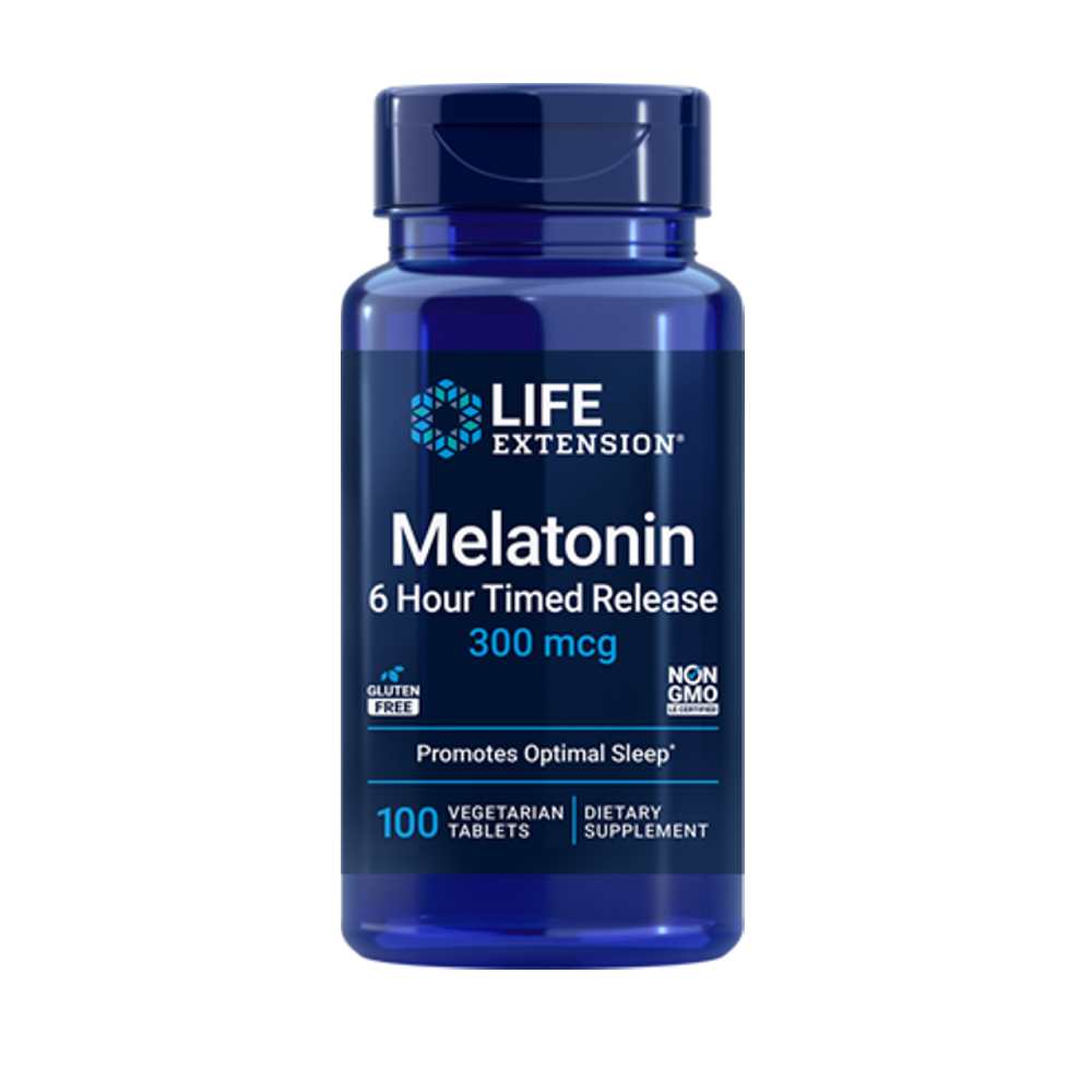 Life Extension Melatonin 6 Hour Timed Release 300 Mcg, 100 Vegetarian Tablets