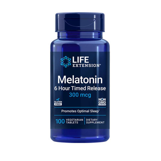 Life Extension Melatonin 6 Hour Timed Release 300 Mcg, 100 Vegetarian Tablets