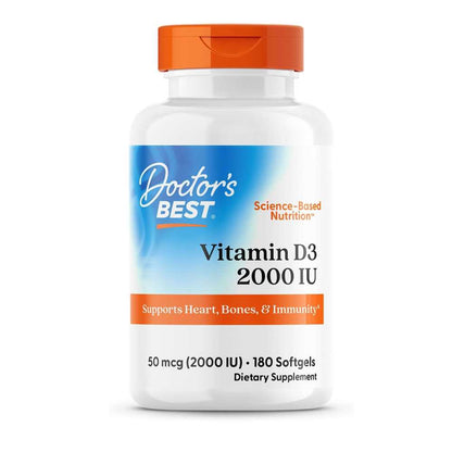 Doctor's Best Vitamin D3 50mcg (2000 Iu) Veggie Softgels 180 Count