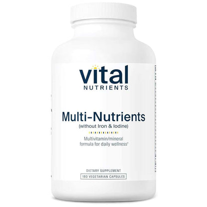 Vital Nutrients Multi-Nutrients – Iron & Iodine-Free Formula | 180 Vegetarian Capsules