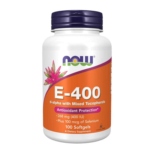 Now Foods E-400 with Mixed Tocopherols + Selenium – 100 Softgels