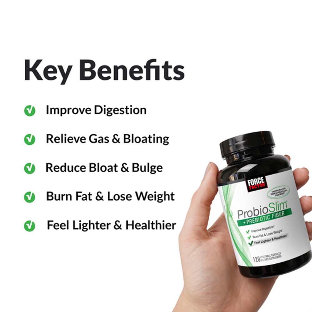 Force Factor Probio Slim + Prebiotic Fiber – 120 Capsules