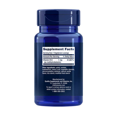 Life Extension Vitamin B12 Methylcobalamin 1 Mg, 60 Vegetarian Lozenges