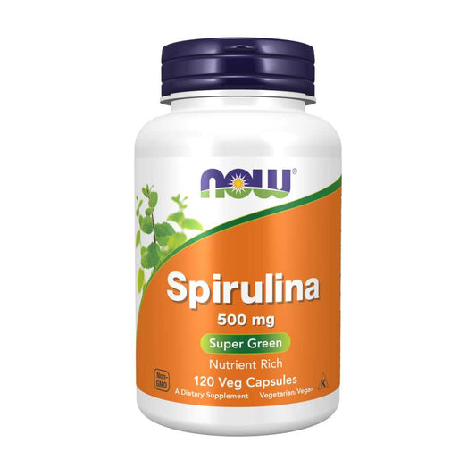 Now Foods Spirulina 500 Mg – Nutrient-Rich Super Green – 120 Veg Capsules