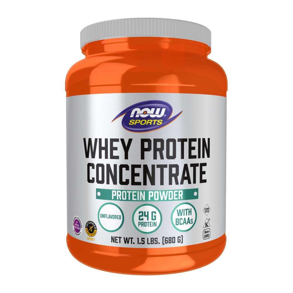 Now Sports Whey Protein Concentrate, Unflavored Powder 680g