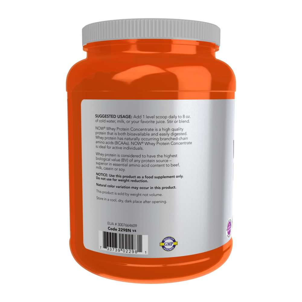 Now Sports Whey Protein Concentrate, Unflavored Powder 680g