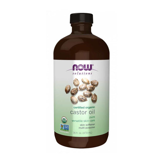 Now Foods Castor Oil – 100% Pure & Certified Organic – Cold-Pressed in Glass Bottle – 473 M L