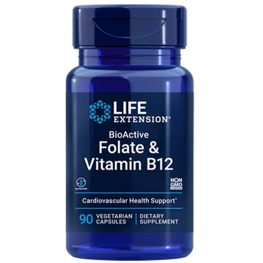 Life Extension Bio Active Folate & Vitamin B12 – 90 Vegetarian Capsules