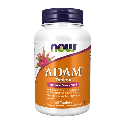 Now Foods Adam Men's Multivitamin – 60 Tablets – with Saw Palmetto, Co Q10, Lycopene