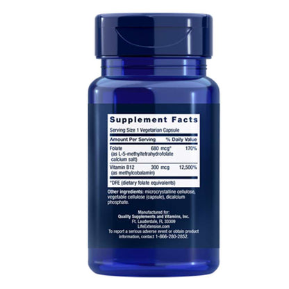 Life Extension Bio Active Folate & Vitamin B12 – 90 Vegetarian Capsules