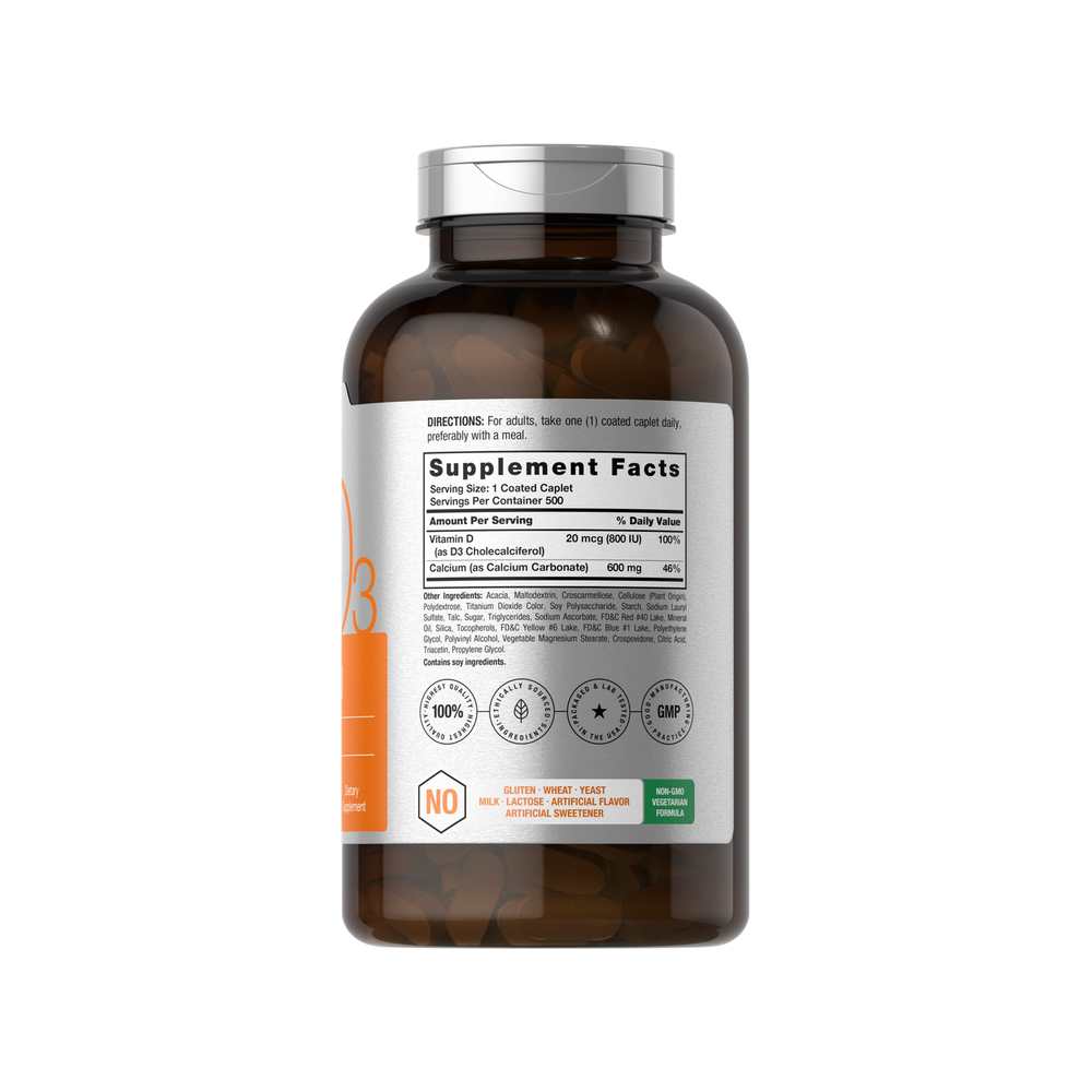 Horbäach Calcium with Vitamin D-3 600mg | 500 Caplets