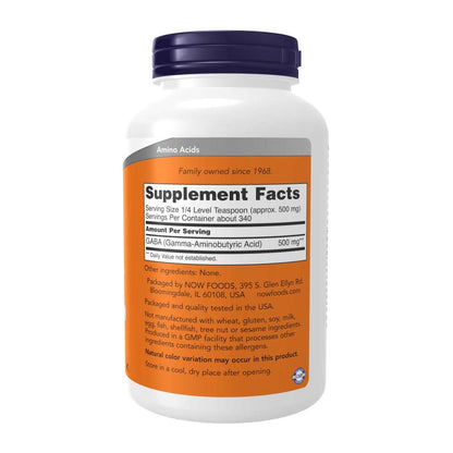 Now Foods Gaba Powder – Pure Gamma-Aminobutyric Acid – Stress & Relaxation Support – 170g