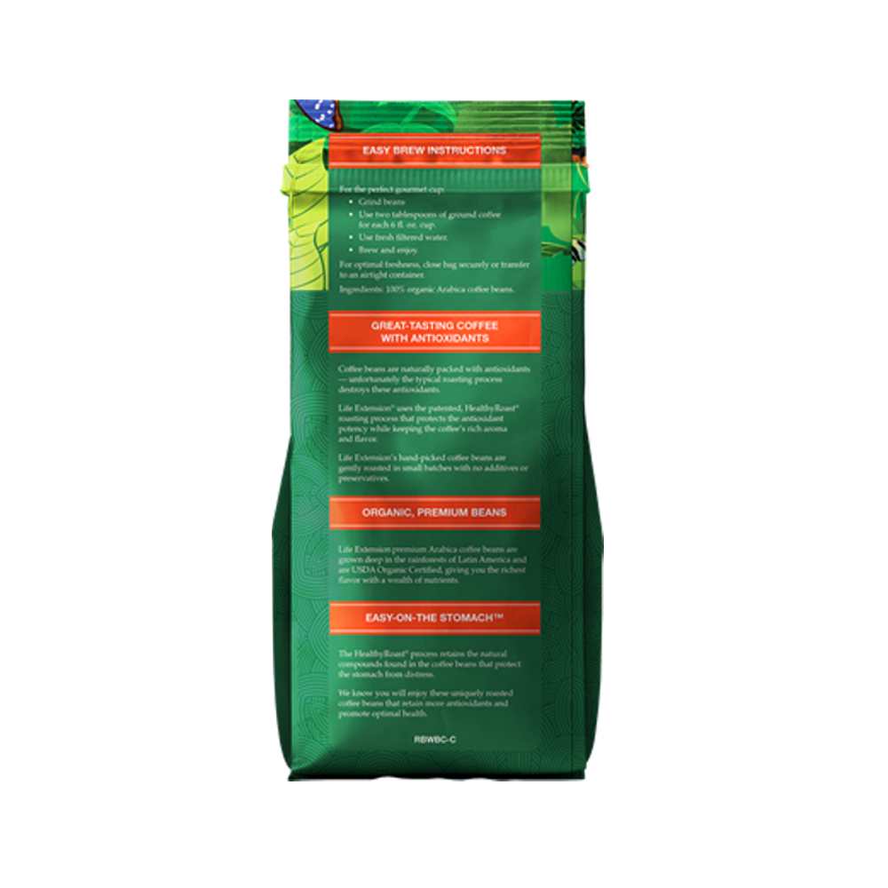 Life Extension Rainforest Blend Whole Bean Coffee 340g