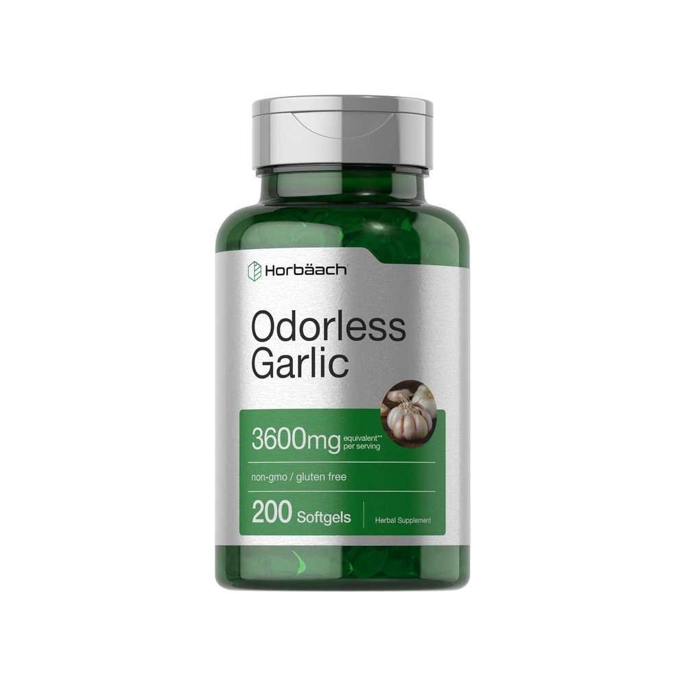 Horbäach Odorless Garlic 3600mg per Serving | 200 Softgels