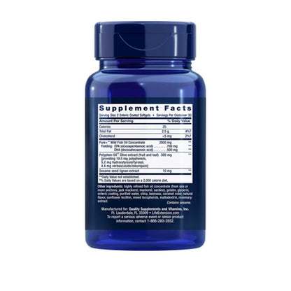 Life Extension Super Omega-3 Epa/dha Fish Oil, Sesame Lignans & Olive Extract 60 Enteric-Coated Softgels