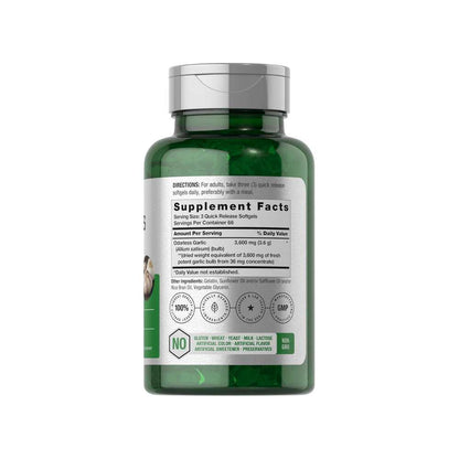 Horbäach Odorless Garlic 3600mg per Serving | 200 Softgels