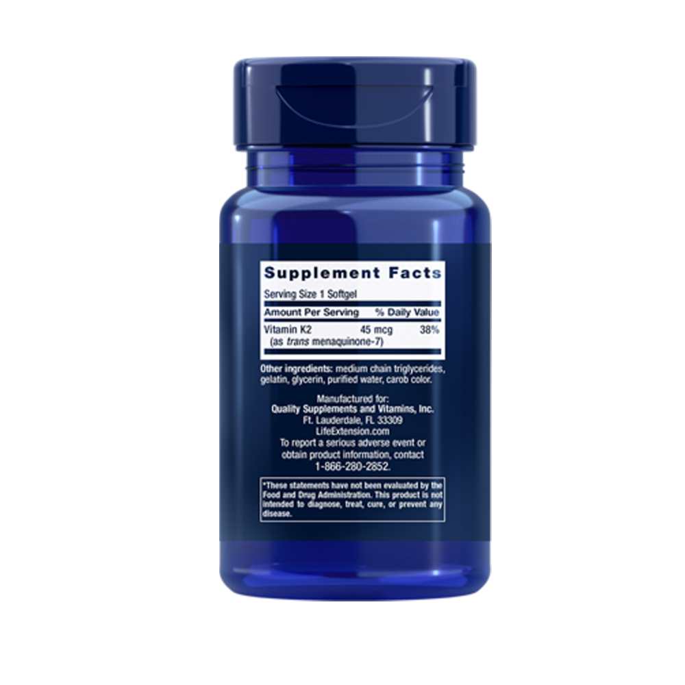 Life Extension Low Dose Vitamin K2 MK-7 45 mcg, 90 softgels