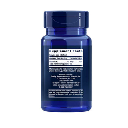 Life Extension Low Dose Vitamin K2 MK-7 45 mcg, 90 softgels