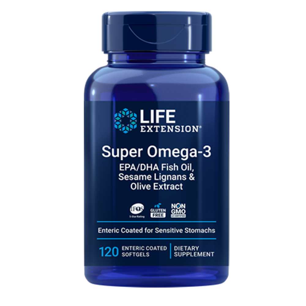 Life Extension Super Omega-3 Epa/dha Fish Oil, Sesame Lignans & Olive Extract 60 Enteric-Coated Softgels